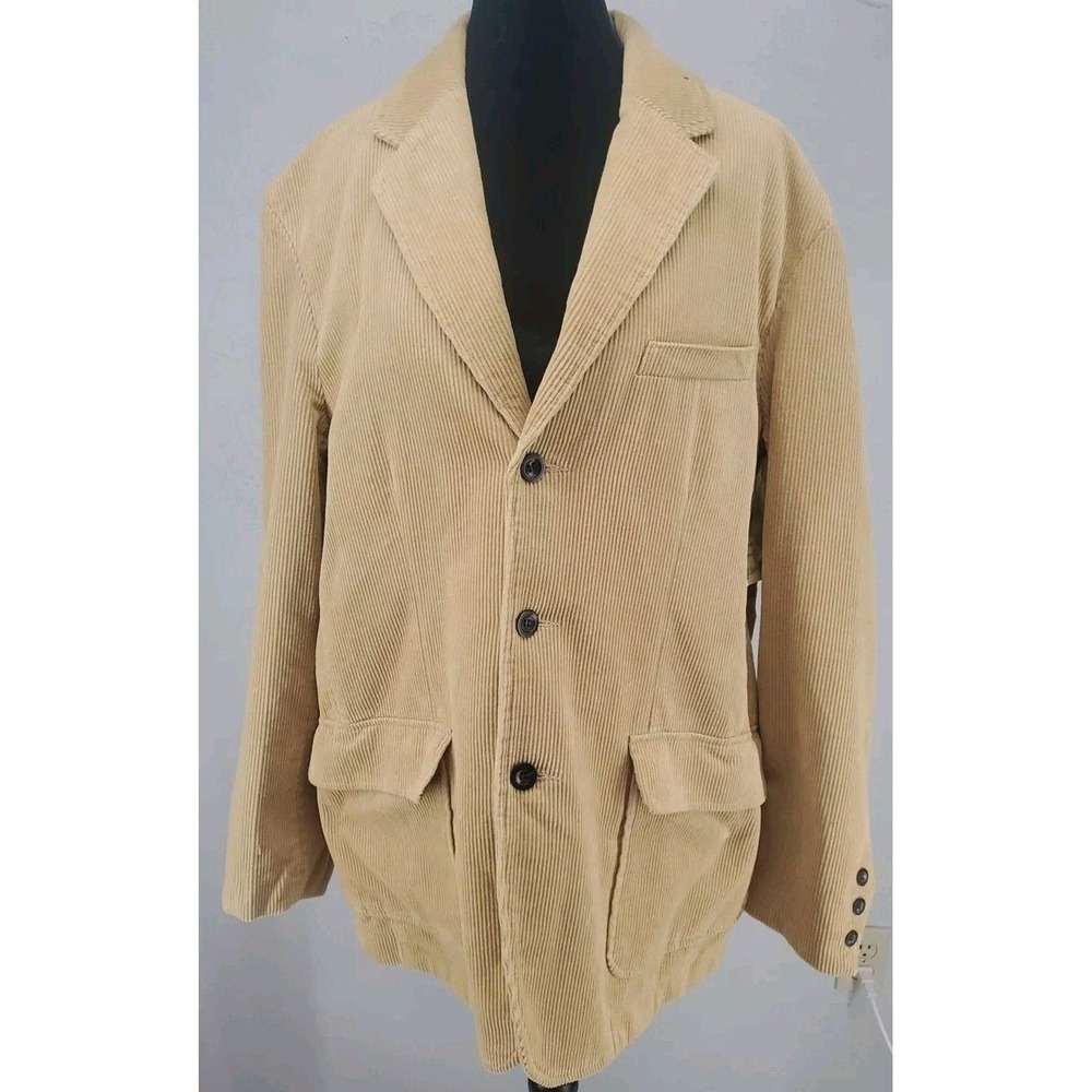 St John's Bay L | Corduroy Academia Preppy Casual Tan Sport Coat Blazer Cotton